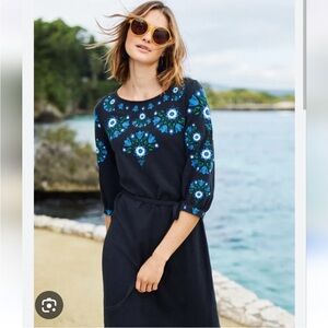 🦋 Boden Leyla Floral Cotton Navy Blue embroidered floral Nordic Dress 10